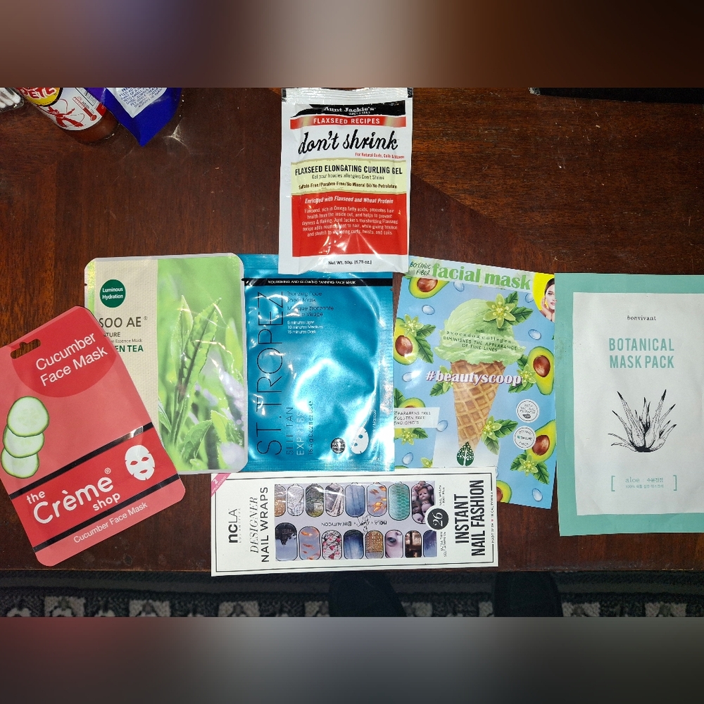 4 Face Masks, St Tropez face tan mask,Bunny inspired nail wraps,don't shrink